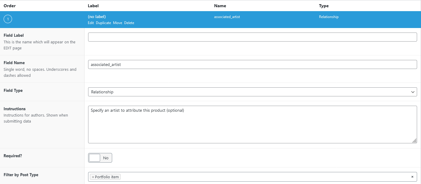 ACF Portfolio Relationship UI