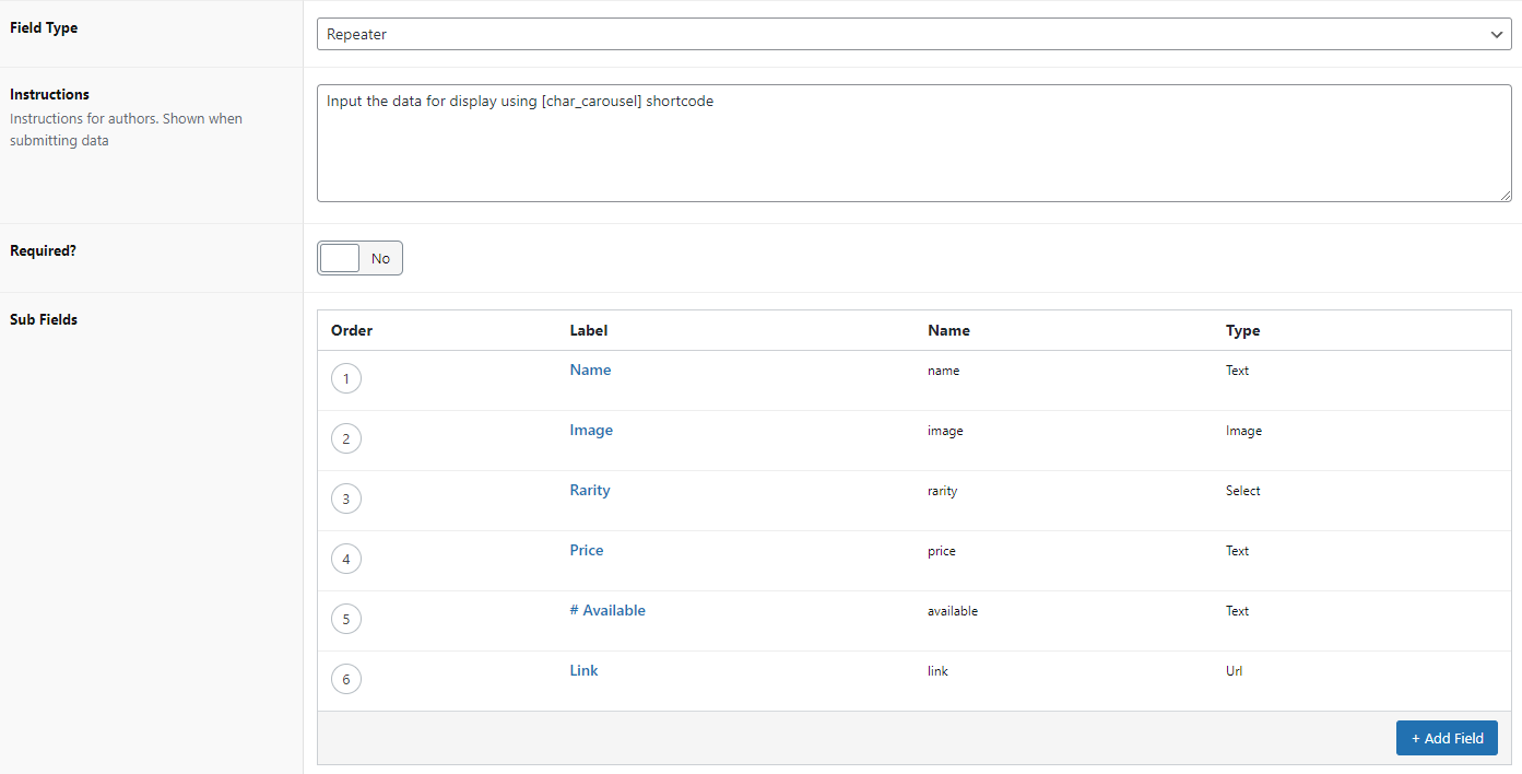 ACF Repeater Fields Dynamic Data Input for Elementor Carousel