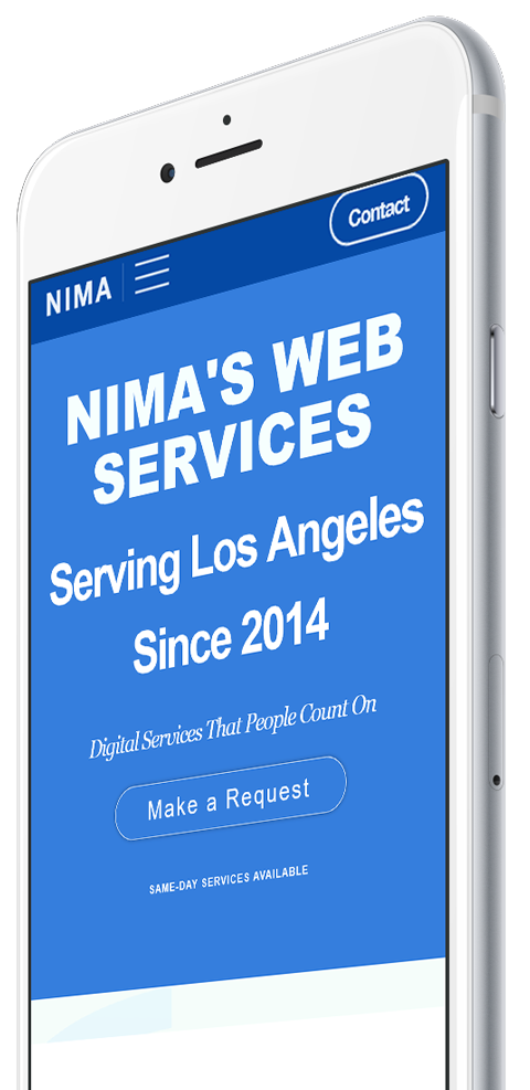 Nima's Web Services Los Angeles - Local Map iPhone Mockup